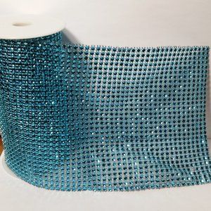 Rhinestone Mesh Ribbon Light Blue